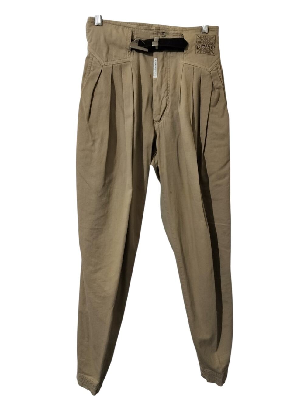 6036)Vtg 90s Z. Cavaricci 28 Beige High Waisted Pleated Oversized Yoke Pants